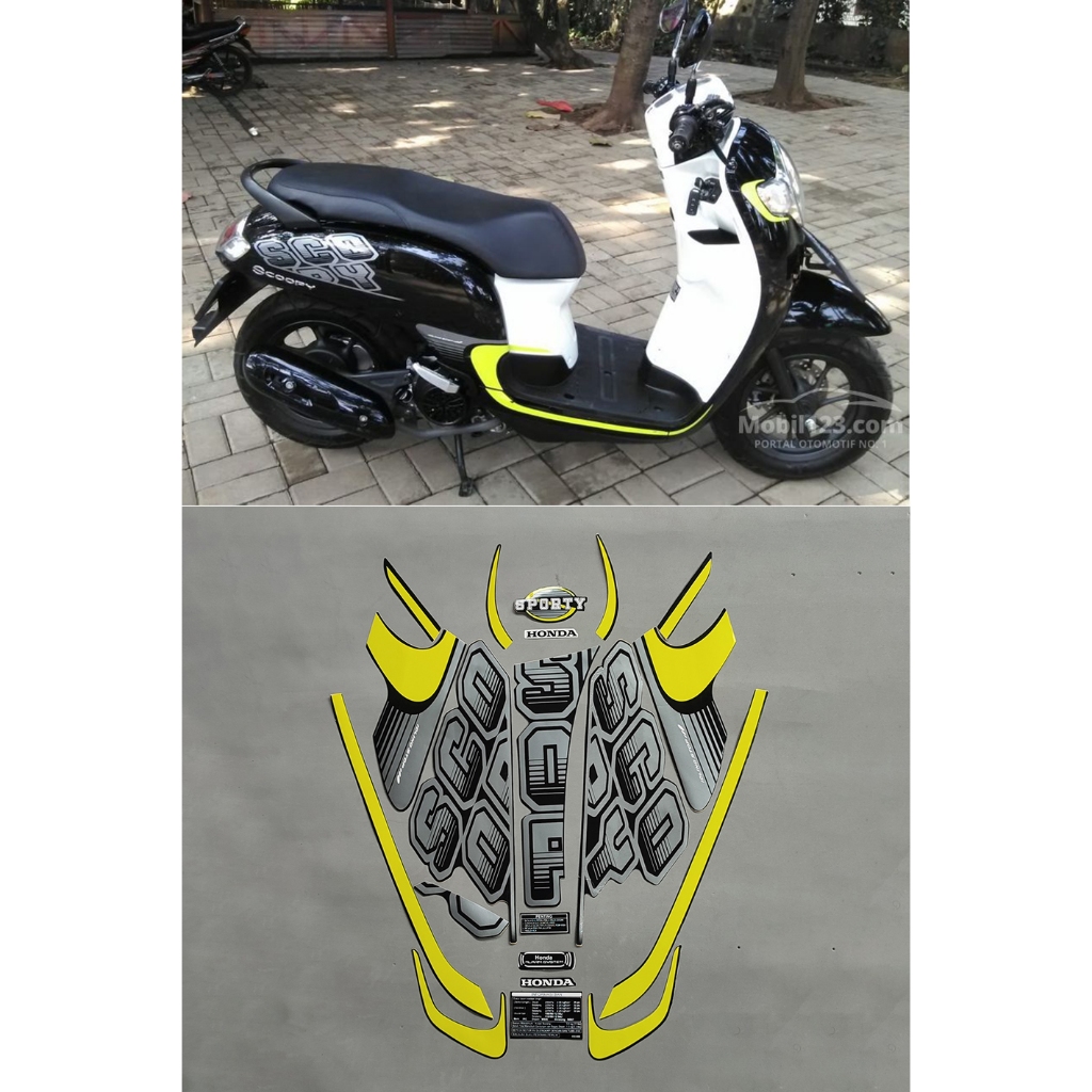 Sticker scoopy sporty 2017 hitam stiker full body