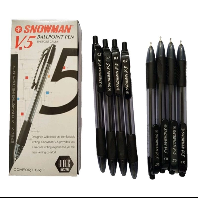 

PULPEN SNOWMAN V5 ( 1 pak isi 12 PC)PULPEN CETEK SNOWMAN V5/ PULPEN TINTA HITAM/ BOLPOINT SNOWMAN V2 1 PAK ISI 12/BOLPOINT SNOWMAN V-4 HITAM 0, 6 MM PASTEL COLOUR/ PULPEN HITAM SNOWMAN