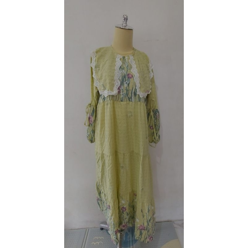 Gamis Dress L30 Kerah Warna Lemon