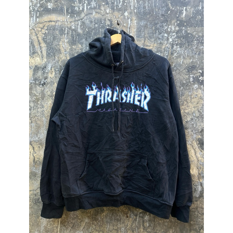 HOODIE THRASHER FLAME PURPLE BLUE