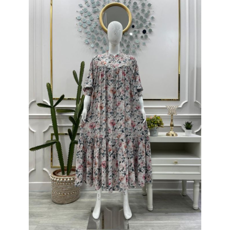 Dress salvina motif bunga / midi dress payet diamond original salvina ys