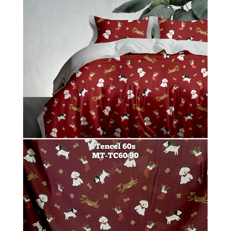 moon kain sprei meteran serat organik bamboo fiber motif doggy puppy dog pet animal cute poodle red 