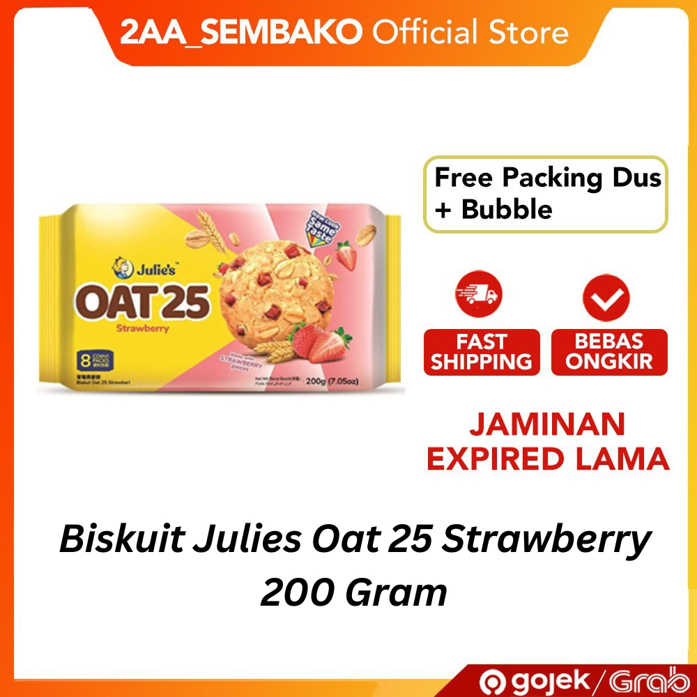 

Julie's Oat 25 Strawberry Biskuit Cookies Gandum Rasa Stroberi 200 Gram