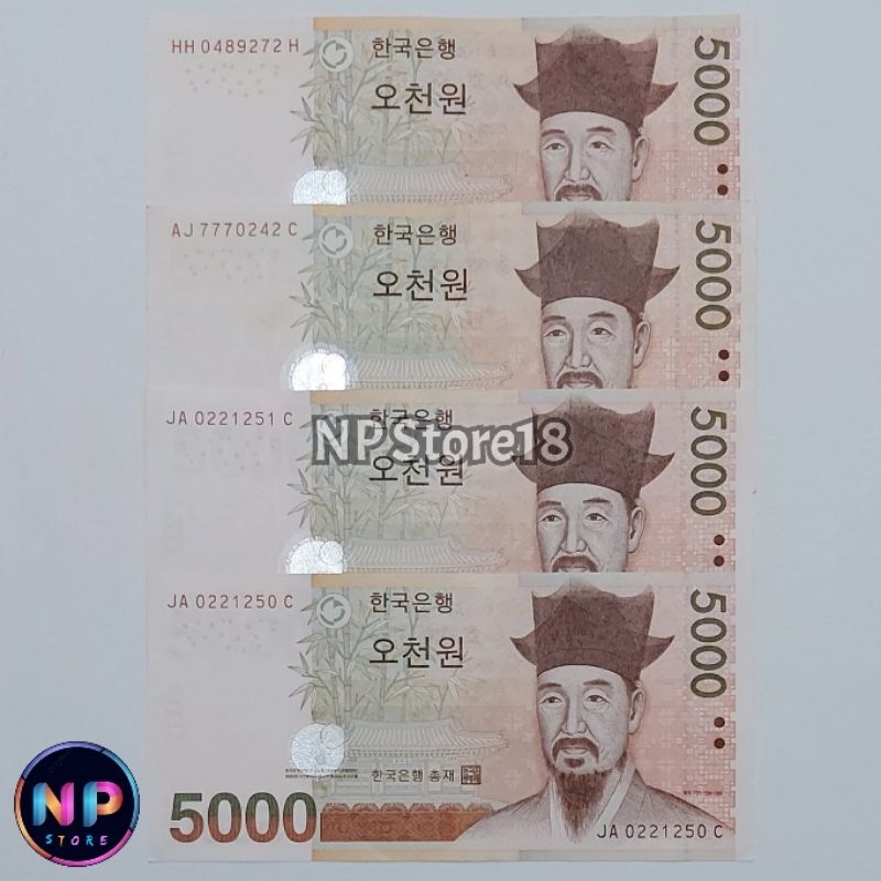 Souvenir Uang Asing Kuno Korea Selatan 5000 Won