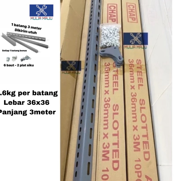 SIKU LUBANG BESI  SIKU BESI PABRIK TEBAL 13mm PANJANG 3METER peatang