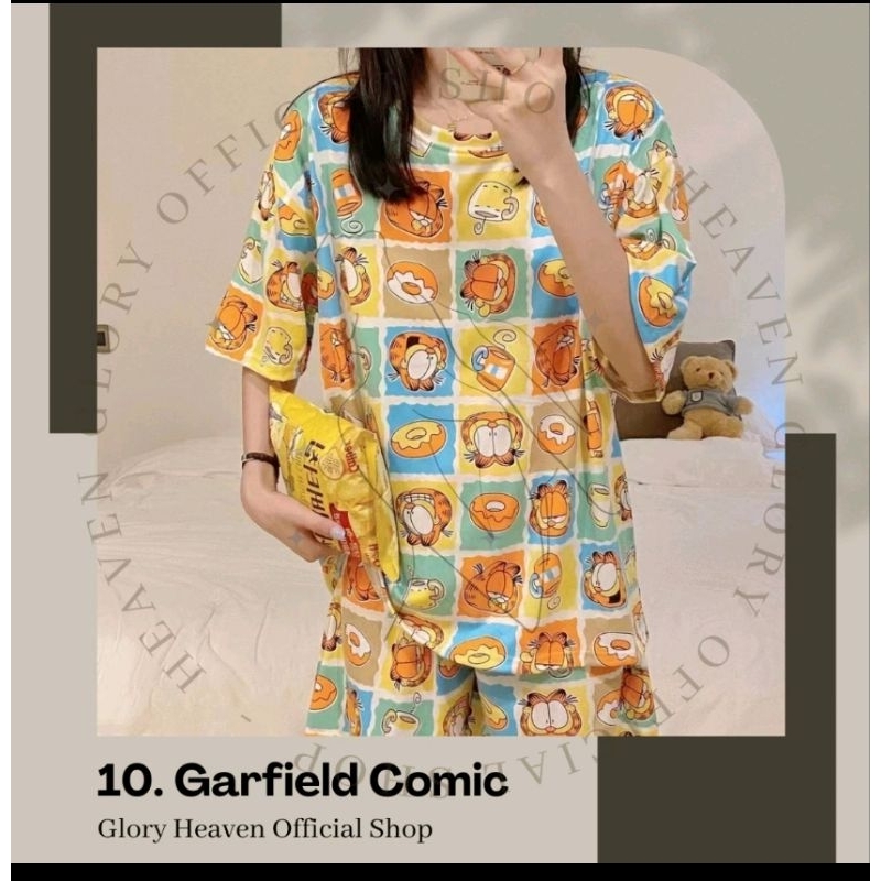 Glory XXL Baju Tidur Wanita Lengan Pendek Celana Pendek Baju Tidur Jumbo Set Piyama Import Set