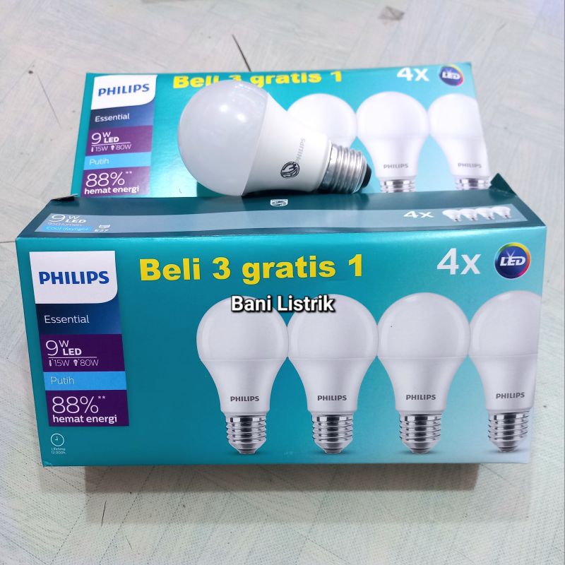 Lampu Led Philips Essential Multipack 3 Gratis 1
