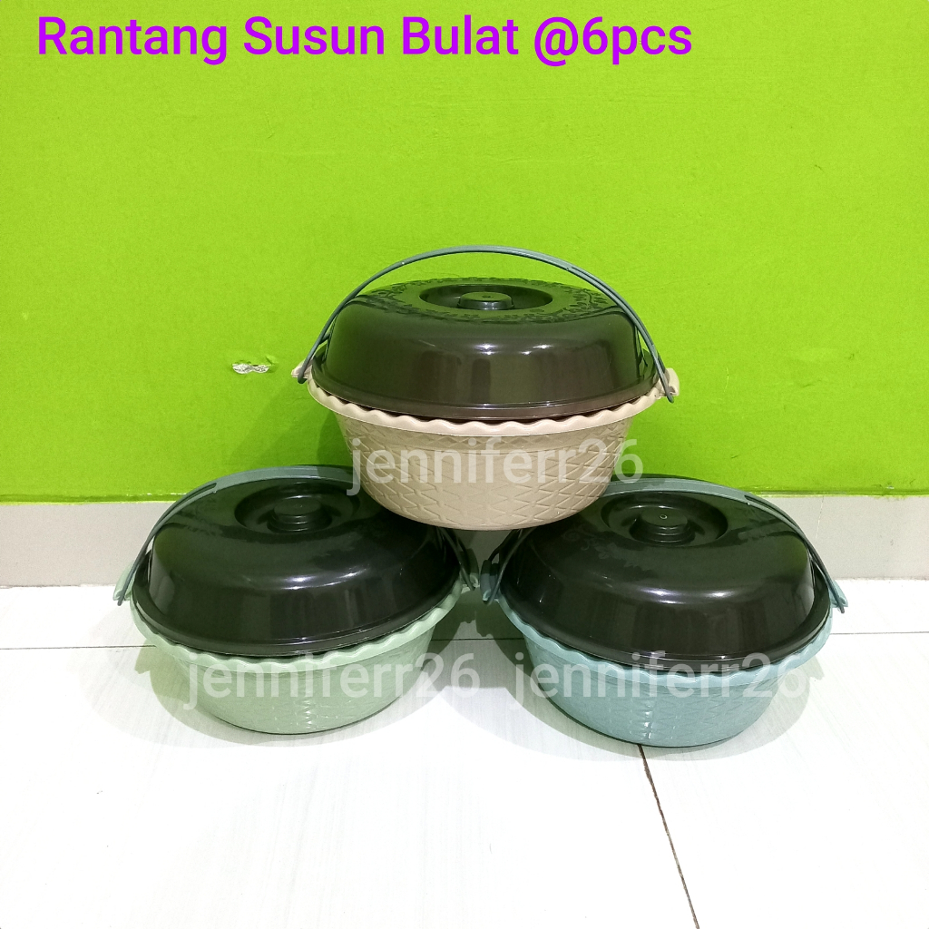 6PCS Rantang susun bulat rantang hajatan besar rantang plastik rantang piknik souvenir berkatan sela