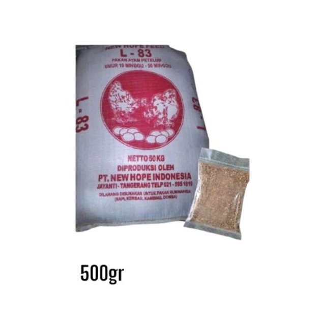 Repack 500gr Pakan L-83 AYAM PETELUR L 83 Umur 19 Minggu - 50 Minggu L 83 NEW HOPE