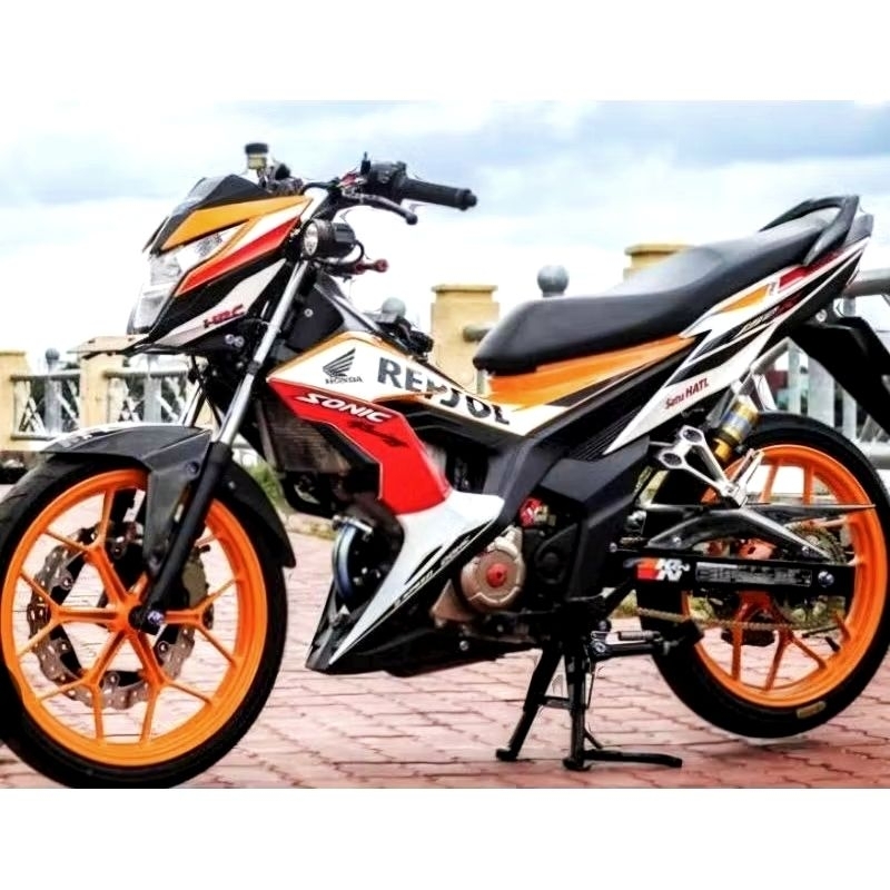 STRIPING LIS STICKER STANDAR ORI HONDA SONIC REPSOL 2015 2016 ORANGE HITAM STIKER SONIC REPSOL STIKE