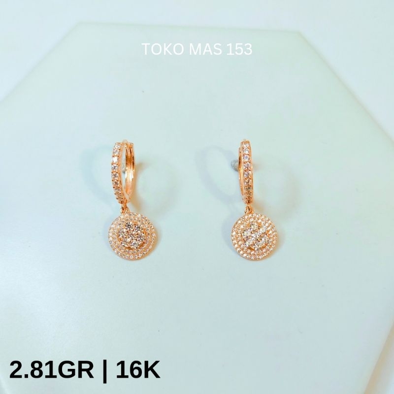 WAJIB TANYA STOK Realpict Anting Jepit Mainan Bulat mata putih Emas Asli Kadar 375