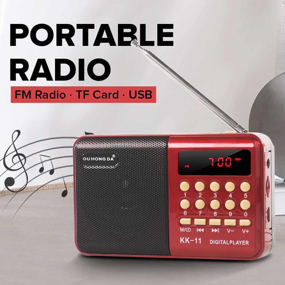 Portable FM Radio Player Speaker TF Card Radio Charge Mini Micro SD USB AUX KK-11 Baterai 18650