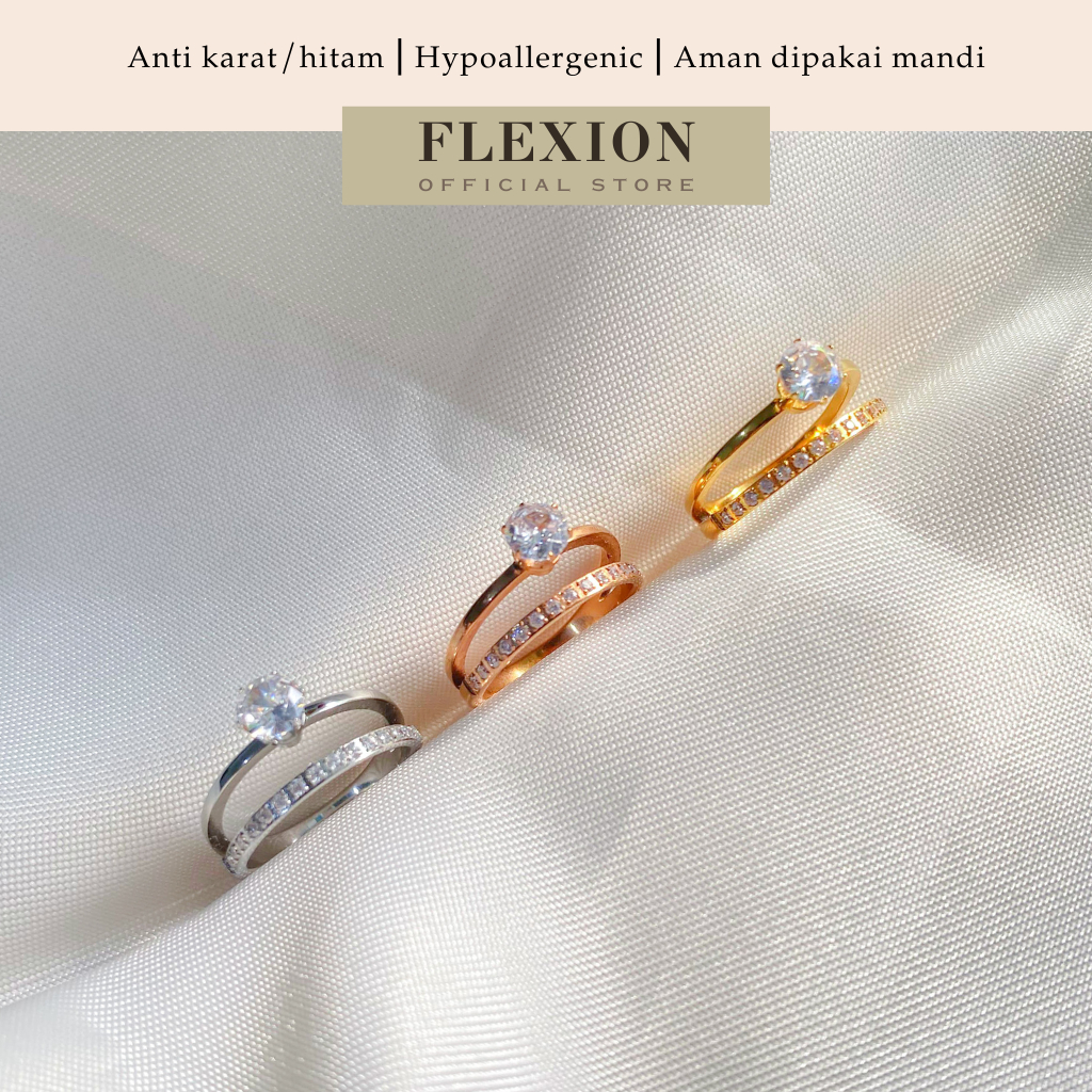 Flexion - Cincin  Zafira Titanium Anti Karat/Hitam/Luntur - Free Ring Adjuster - Aksesoris dan Perhi