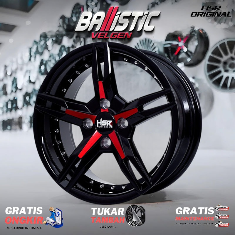 Velg Racing HSR Wheel Original Ring 15 Lubang Baut 4 Velg Variasi Mobil Agya, Sigra, Yaris, Brio DLL
