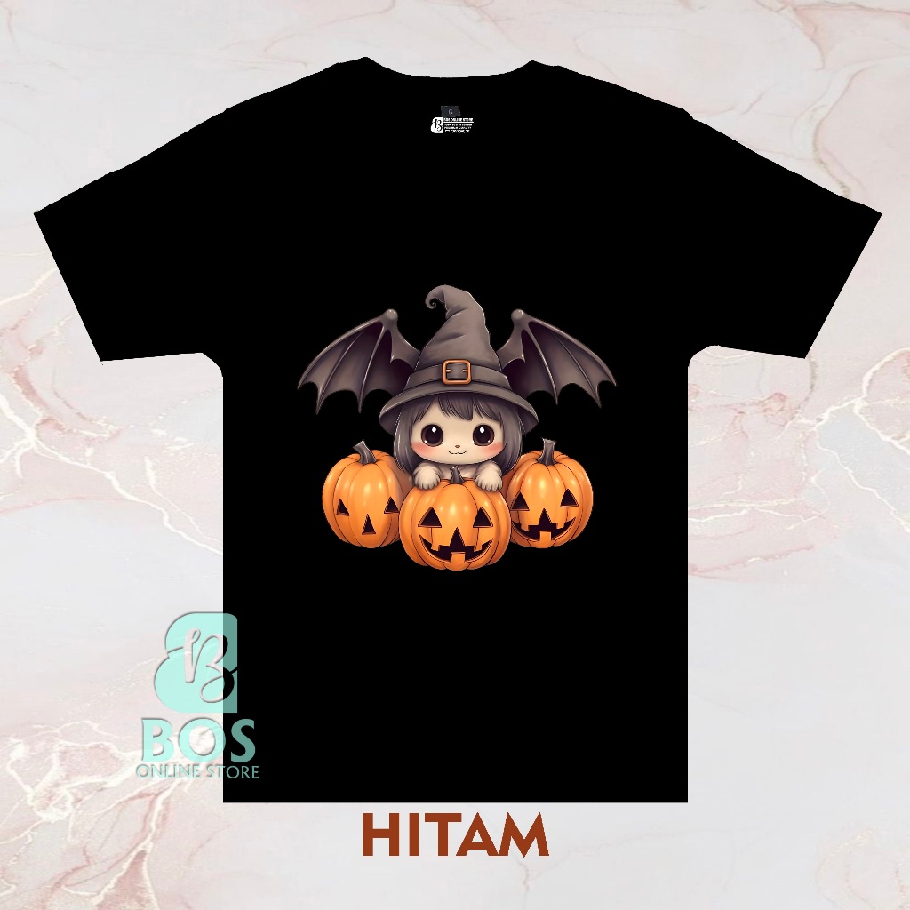 Baju Atasan Anak Pumpkin Kelelawar Bat Jack Skull Labu Tengkorak Baju Sablon Lengan Pendek Baju Kaos