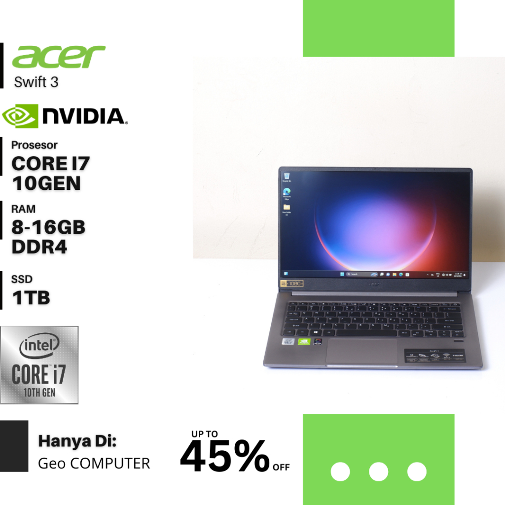 Promo Acer Swift 3 Intel Core i7-10Gen/Backlit/FHD IPS/Laptop Super SLim