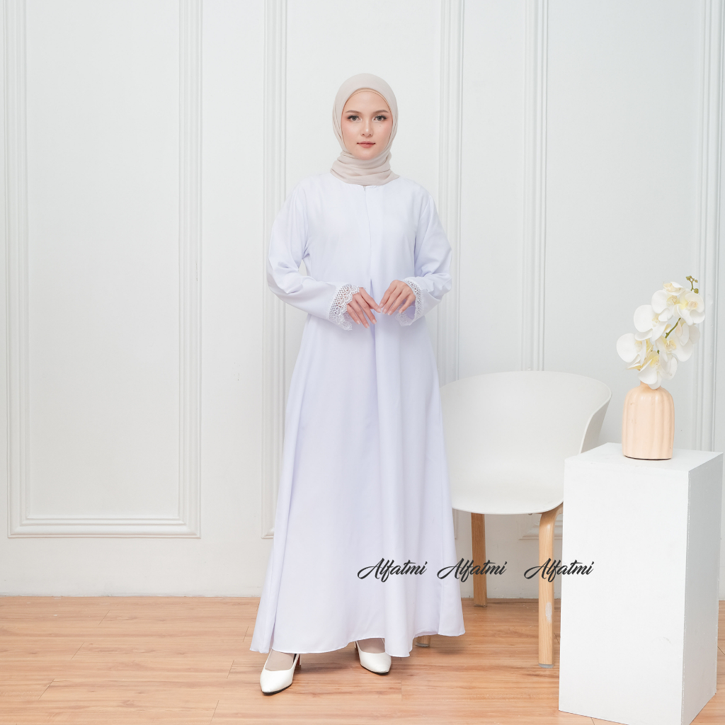gamis polos putih hitam muslim bahan katun premium