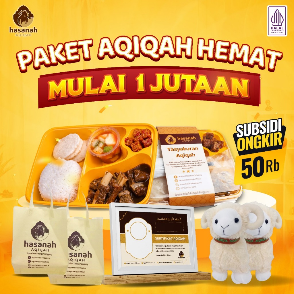 

Hasanah Aqiqah - Paket Hemat Aqiqah Aqiqoh Bayi Perempuan Nasi Kotak 40 Box Souvenir Boneka Domba