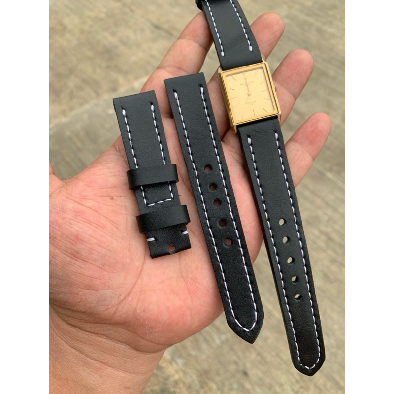 Original kulit asli 100% strap tali jam tangan hamdmade 20mm hitam