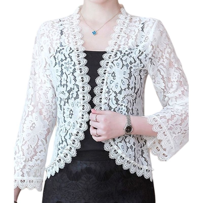 Rose‎ outer‎ cardigan‎ crop‎ panjang brokat‎ /‎ outer‎ brokat‎ /‎ outer‎ brokat‎ kondangan‎ /‎ cardi