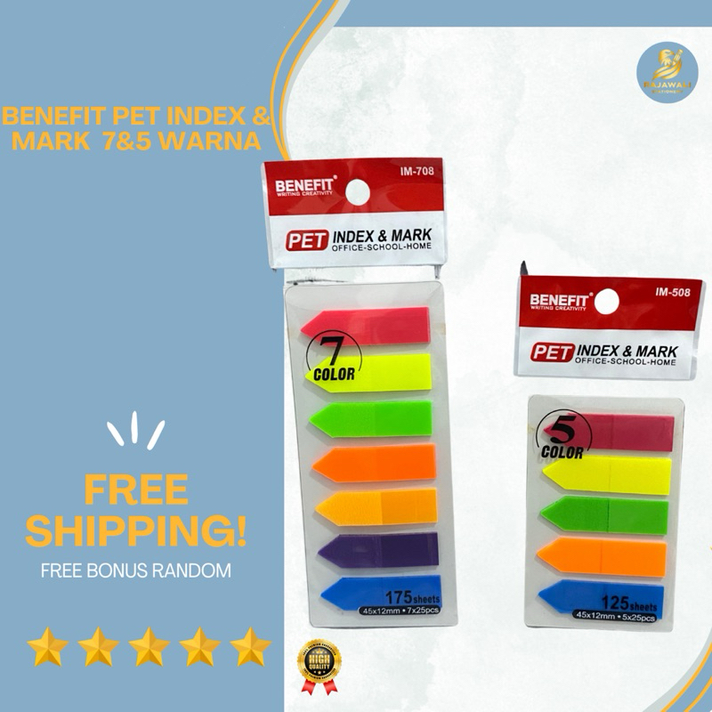 

Benefit Pet Index & Mark Penanda Buku 7 warna & 5 Warna Harga Terjangkau + Free Bonus Random!!