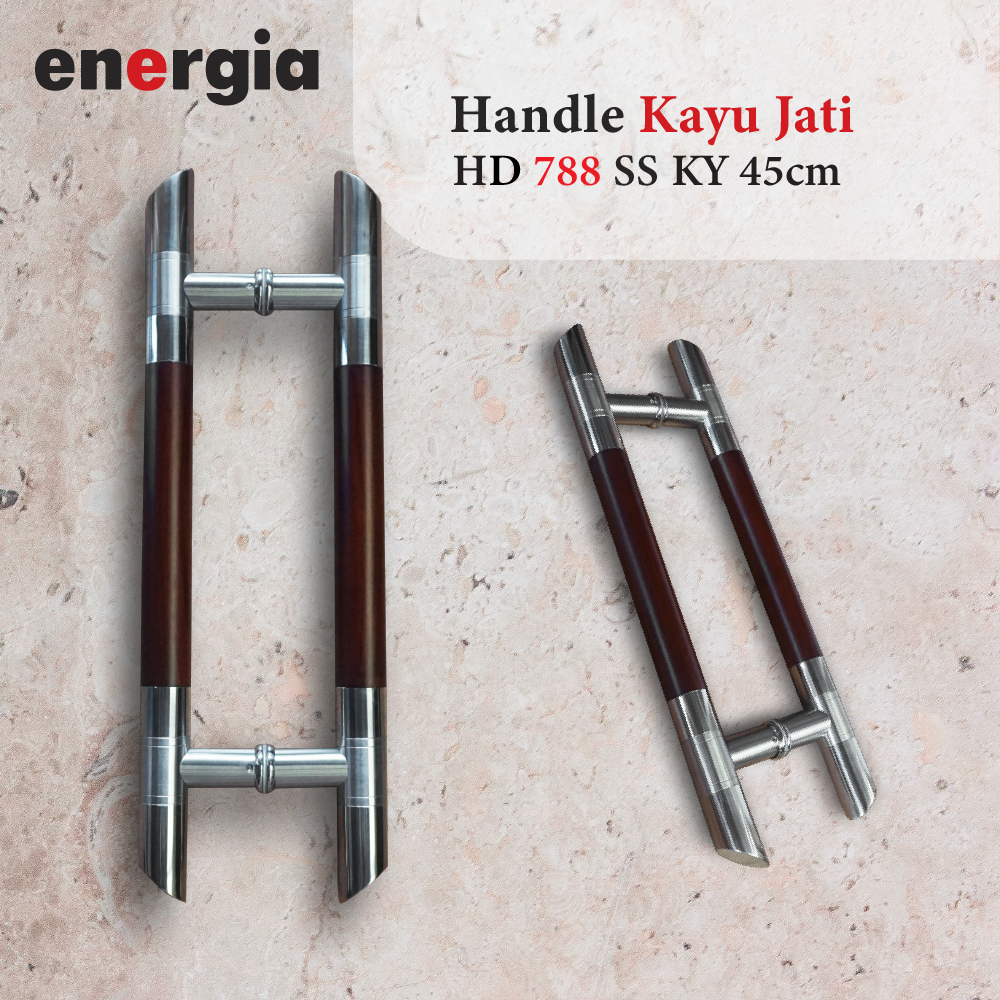 Handle Pintu Kupu Tarung Kayu Jati Dan Stainless 45cm HD 788