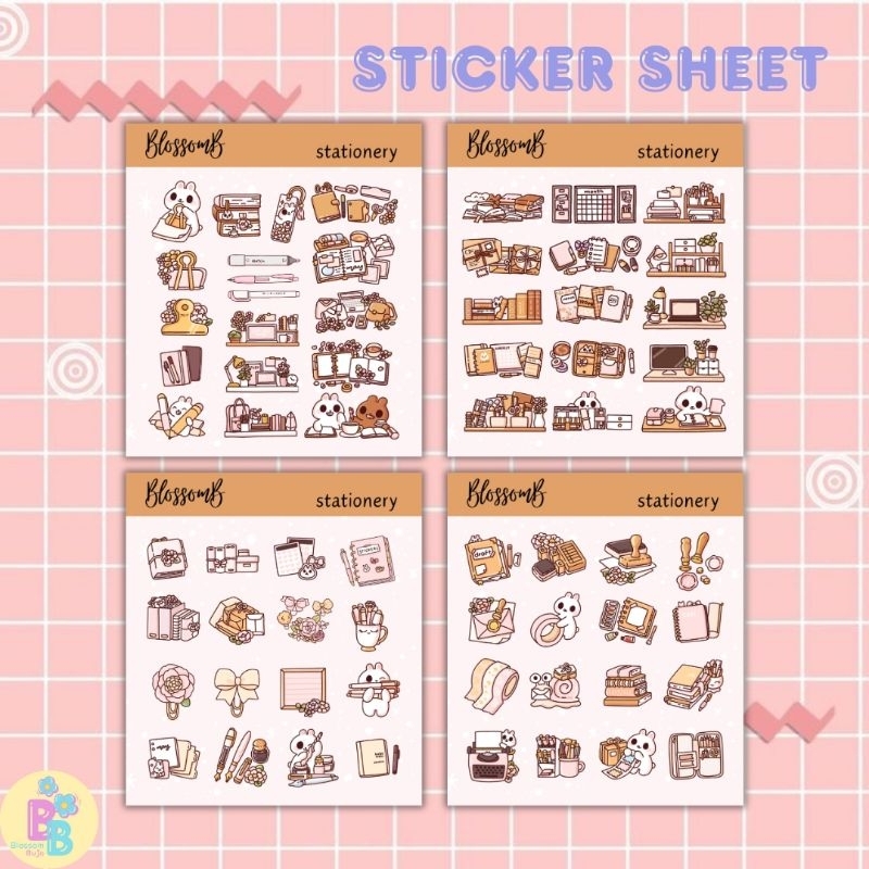 

BlossomB - Hand drawing sticker sheet / waterproof sticker / sticker deco / sticker vinyl aesthetic / handmade sticker / sticker tumblr / stiker anti air / sticker buku journal / sticker HP laptop