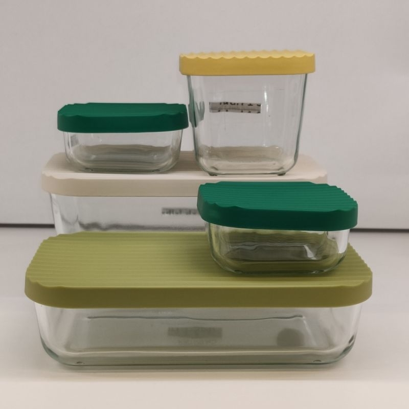 Wadah Makanan Kaca Dengan Tutup SET isi 5 Havstobis
