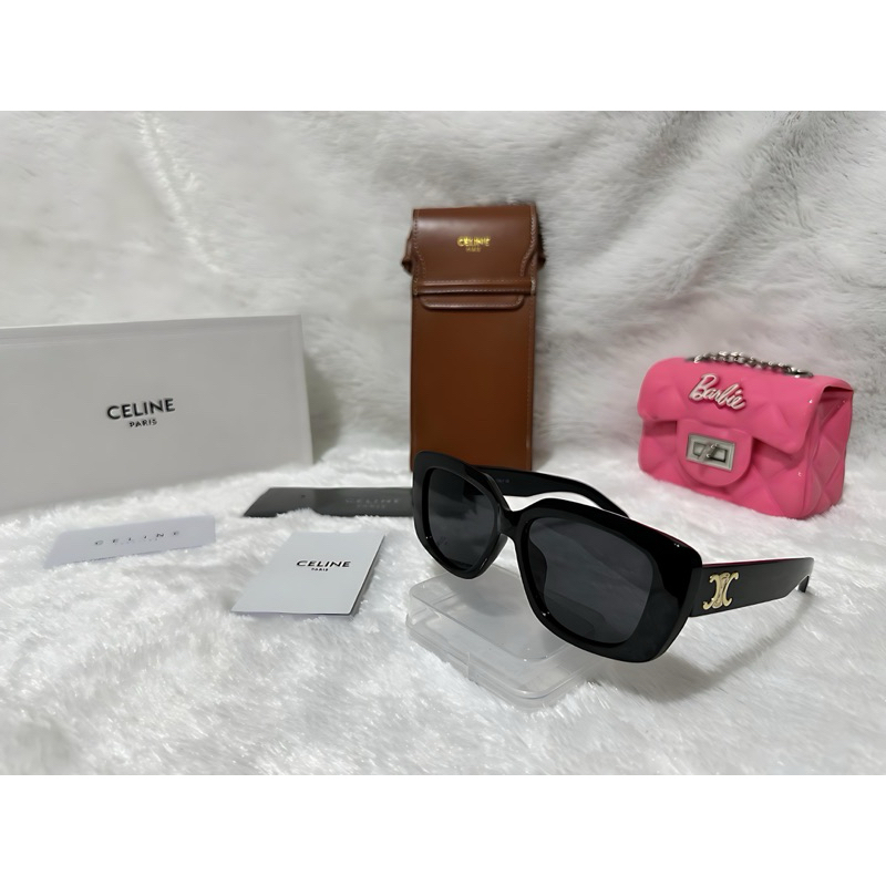 Kacamata Wanita Celine Triomphe 04 Import Luxury Branded Authentic Fullset Case Tas Slempang Cokelat