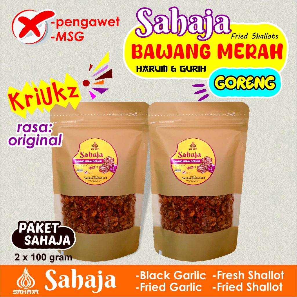 

Bawang Merah Goreng paket Sahaja 2x100 gram Rasa Original Sahaja Fried Shallot Harum Kriukz