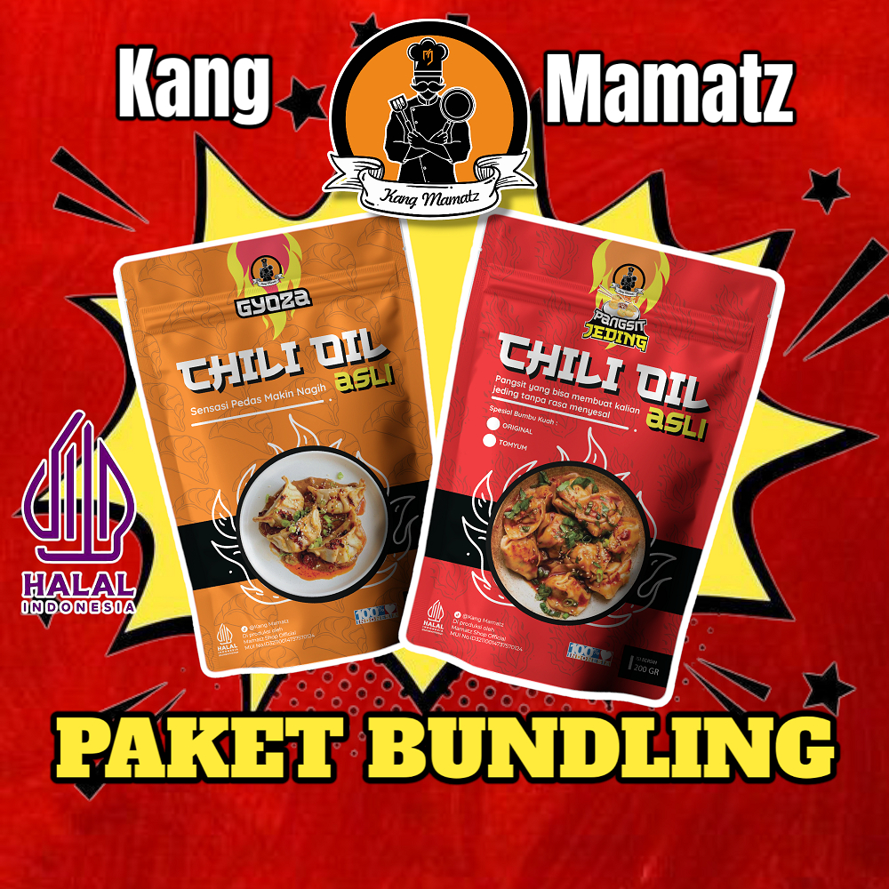 

Paket Bundling Kang Mamatz Pangsit Jeding dan Gyoza pedas/Pangsit Ayam Pedas/Gyoza