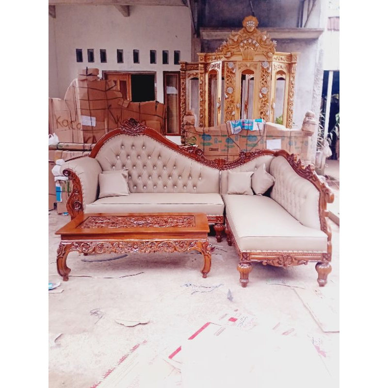 sofa sudut lois/sofa jati L/sofa jati jepara