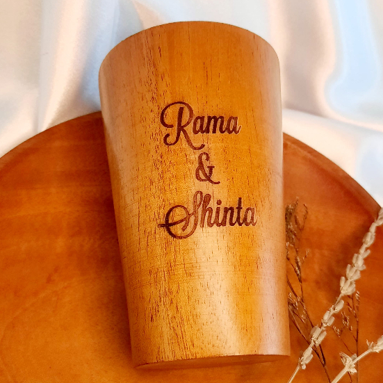 Gelas Kayu custom grafir nama atau logo, wooden Glass