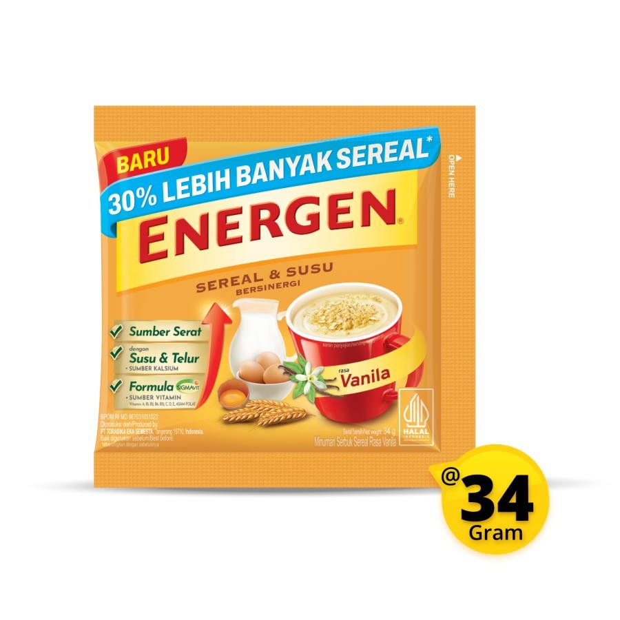 

Sereal & Susu Energen Vanila 34 gram Isi 20 Sachet Oyabun Shop