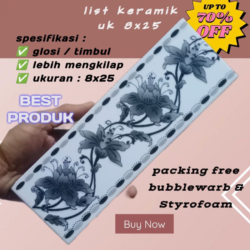 grosir list keramik dinding minimalis motif bunga ayudia grey ukuran 8x25