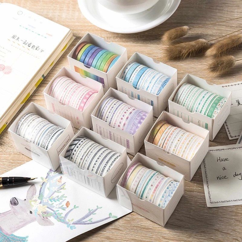 

Amiinah Store 10 Rolls Simple Abstract Washi Tape Deco Masking Tape Selotip Jurnal DIY Scrapbook