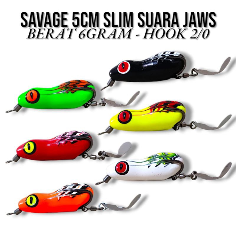 SOFT FROG BERISIK SAVAGE LURE UKURAN 5CM SLIM. 6GRAM.SOFT FROG RASA JAWS. SOFT FROG SUARA JAWS