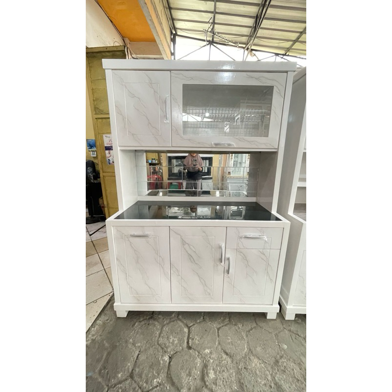 Rak Piring Marmer / Rak Piring 3 Pintu / Rak Piring