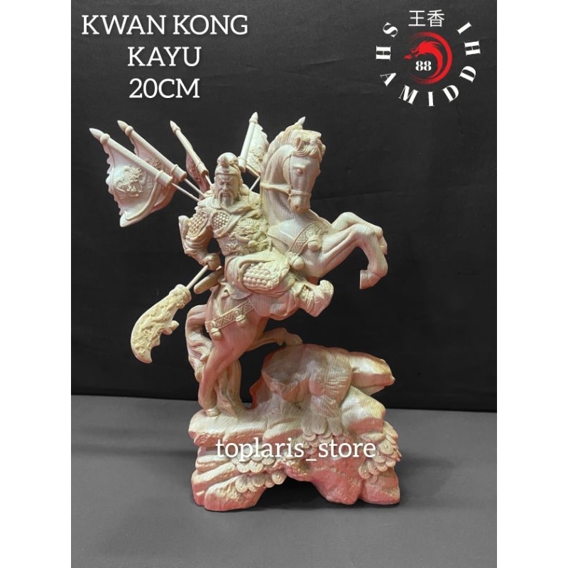 Kwan Kong Kayu Naik Kuda 8in