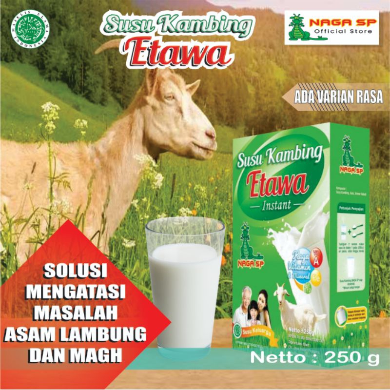 

Susu Kambing Etawa Bubuk Murni Naga SP 250g mengatasi masalah lambung dan magh
