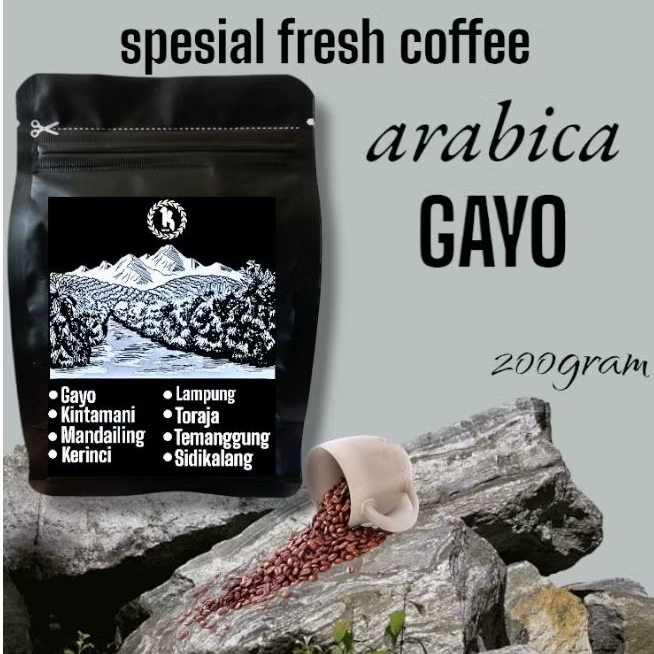 

new 200gram biji/bubuk kopi Arabika gayo aceh arabica coffee beans spesial fresh coffee