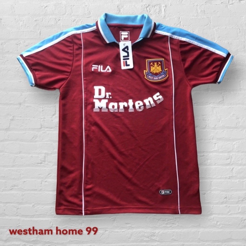 Jersey Retro West Ham Home 1999 Dr Martens size lengkap (S-5XL)