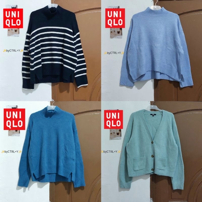 [PRELOVED] PART 1 - BLUE NAVY CARDIGAN/ SWEATER RAJUT WARNA BIRU BABY BLUE NAVY VEST 2IN1 HALFZIP LE