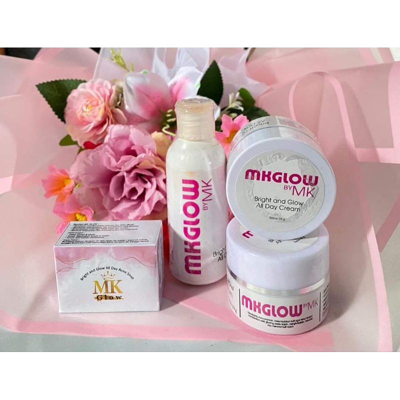【BPOM ORI】MKGLOW Skincare Paket Perawatan Wajah Bright And Glow All Day Facewash Toner Day Night Cre