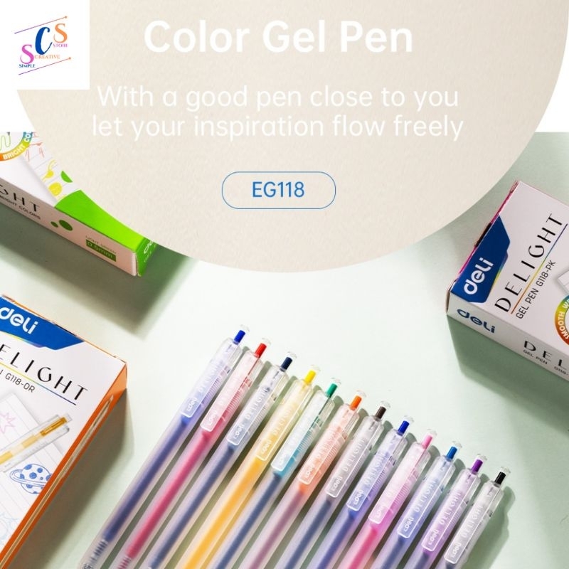 

DELI GEL PEN TINTA WARNA / Retractable CETEK EG118 0.5 MM