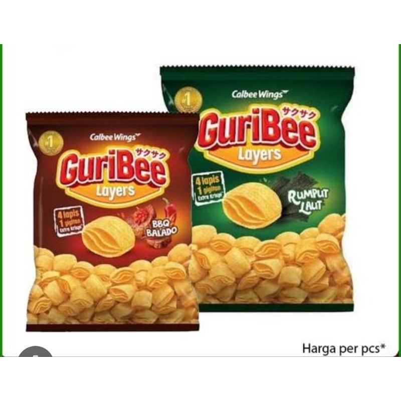 

Guribee Layers 16gram / Snack Guribee Keripik Kentang Layers Rumput Laut 16gram