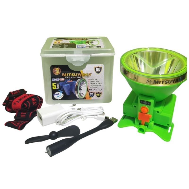Senter Kepala Mitsuyama 100W MS-241P Plus Original 100 % ll Senter Kepala Mitsuyama Kipas angin USB 