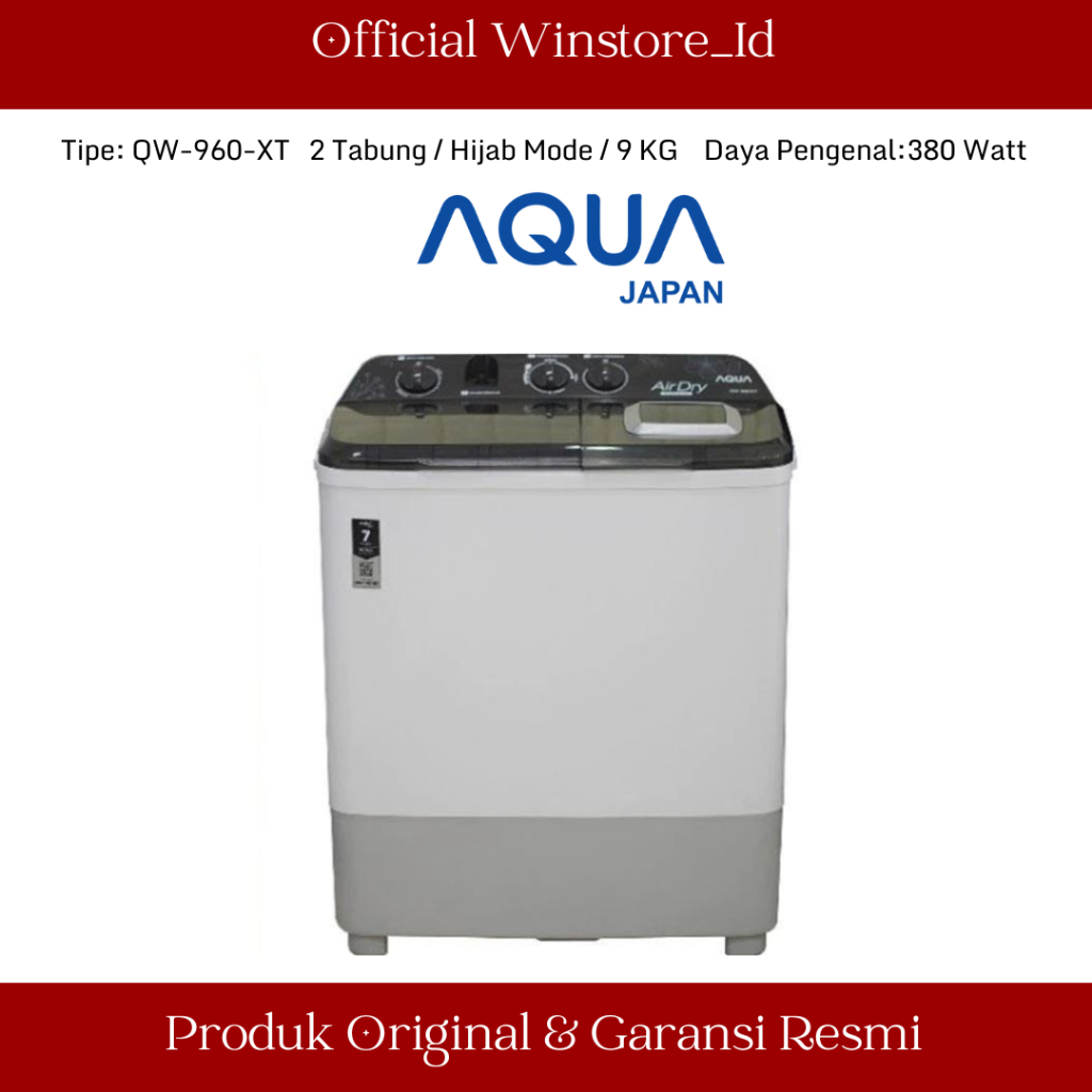 AQUA MESIN CUCI 2 TABUNG HIJAB SERIES QW-960XT 9KG