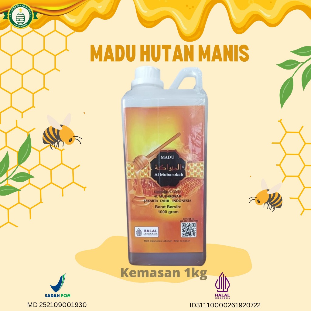 

AL MUBAROKAH - Madu Hutan Al Mubarokah Kemasan 1Kg Sudah Ijin BPOM dan Halal