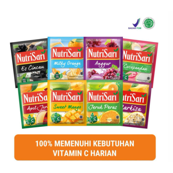 

Nutrisari Kemasan Sachet 11 gr 1 Renteng isi 10 - All Varian Rasa